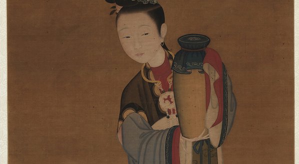 清代画.佚名_执瓶仕女图_3169.6967
