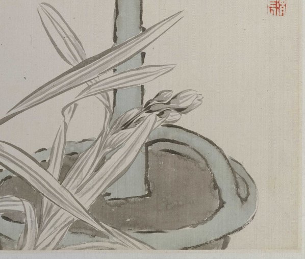 清代画.任熊_姚燮诗意图_册_第二开_独夜凌波景-孤镫是尔_4449.3777 清代画.任熊_姚燮诗意图_册_第二开_独夜凌波景-孤镫是尔_4449.3777