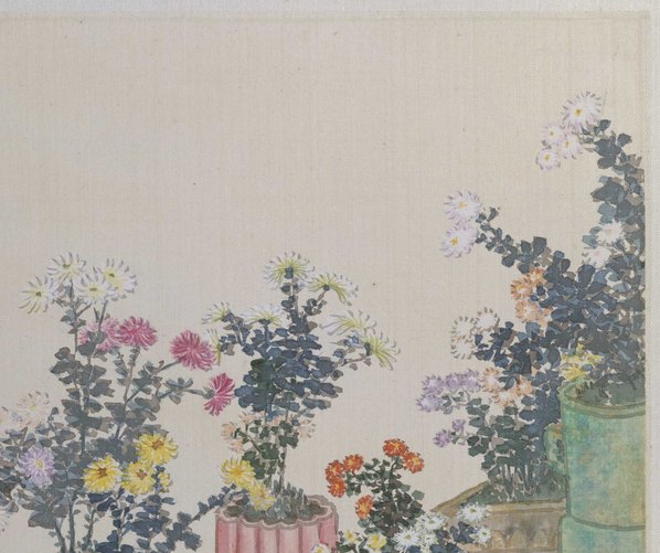清代画.任熊_姚燮诗意图_册_第七开_尔花冷苦当怨秋-翻似春鬟列修_4461.3738