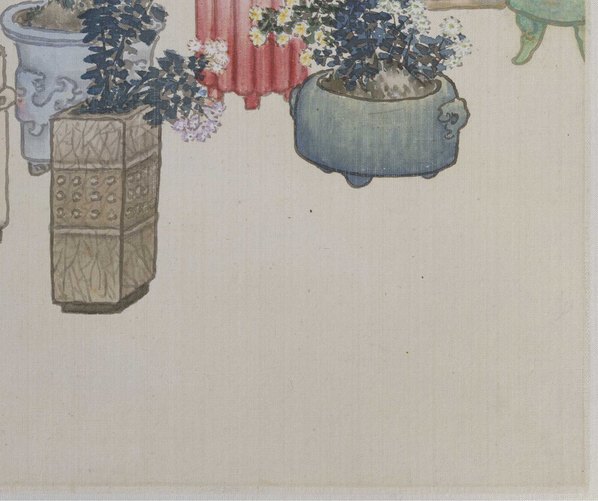 清代画.任熊_姚燮诗意图_册_第七开_尔花冷苦当怨秋-翻似春鬟列修_4461.3738