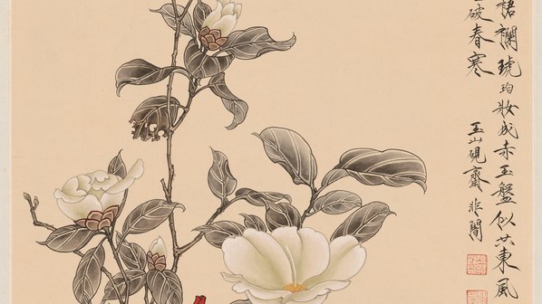 清代画.于非闇_红白茶花轴纸本_5504.12384