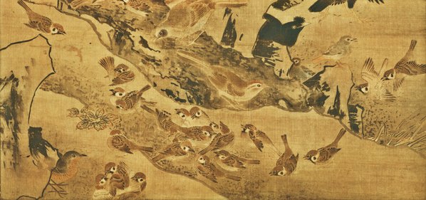 明代画.边景昭_三友百禽图绢本克利夫兰_绢_9560.17953