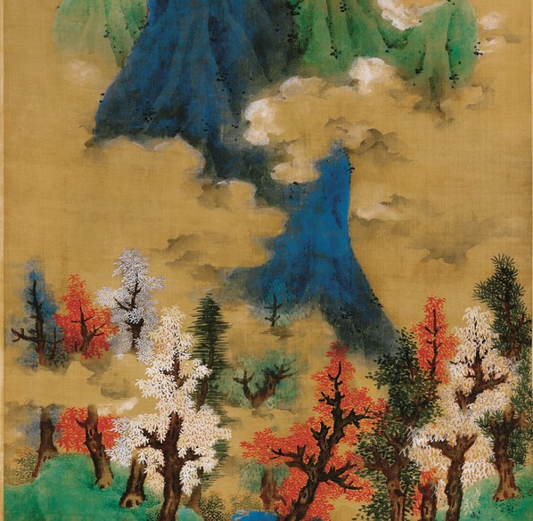 明_蓝瑛_白云红树图_绢_5715x22359_300dpi 明_蓝瑛_白云红树图_绢_5715x22359_300dpi