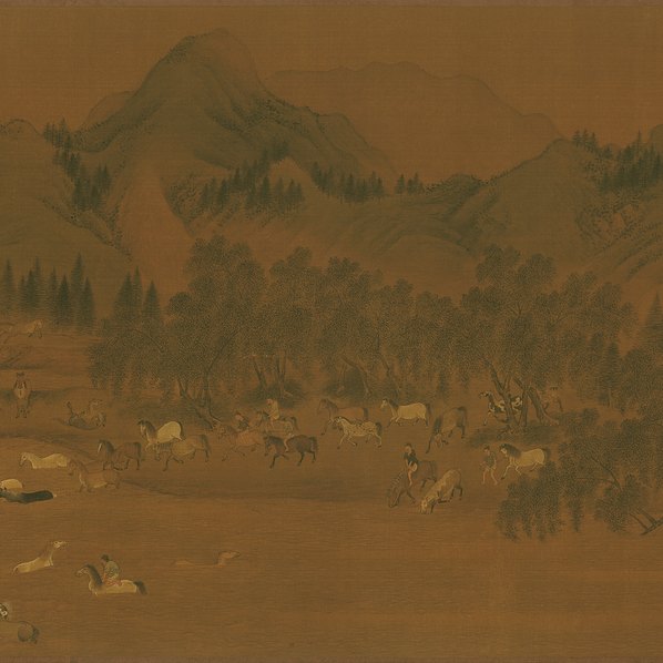 明代画.洗马图画心_代 明代画.洗马图画心_代
