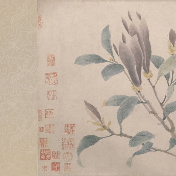 明代画.沈周_辛夷墨菜图卷纸本_北_16190.4134