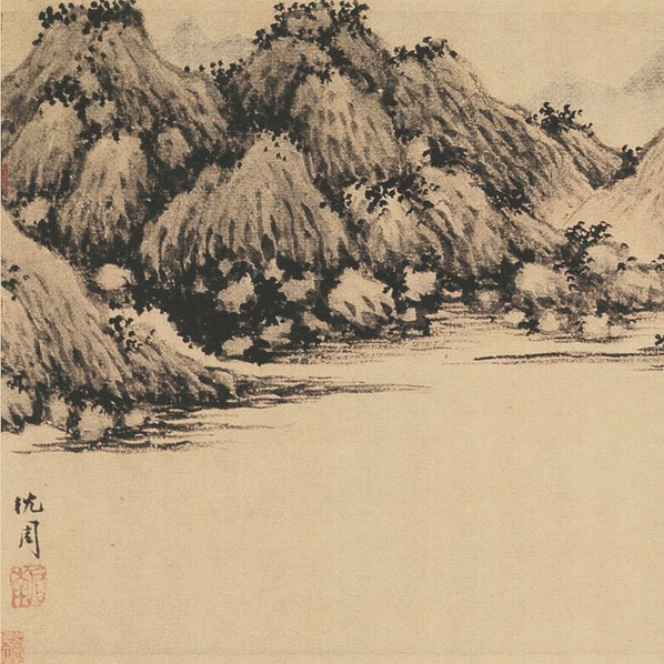 明代画.沈周_京江送别图_绢本_12076.2205