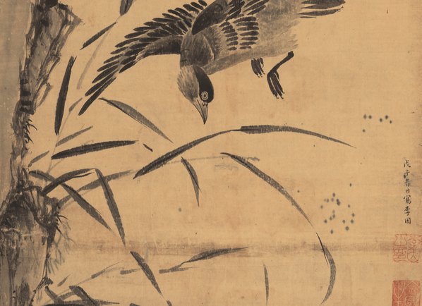 明代画.李因_女画_芙蓉鸳鸯图轴绢_5648.16416 明代画.李因_女画_芙蓉鸳鸯图轴绢_5648.16416