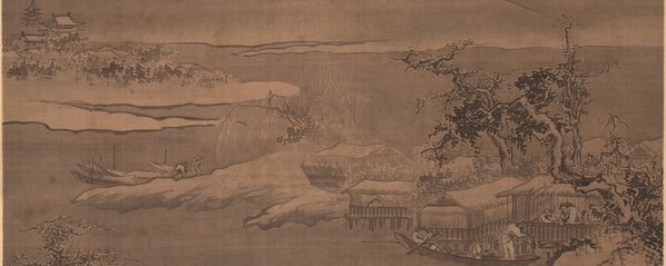 明代画.朱邦_寒江渔村图_绢本_12100.19306