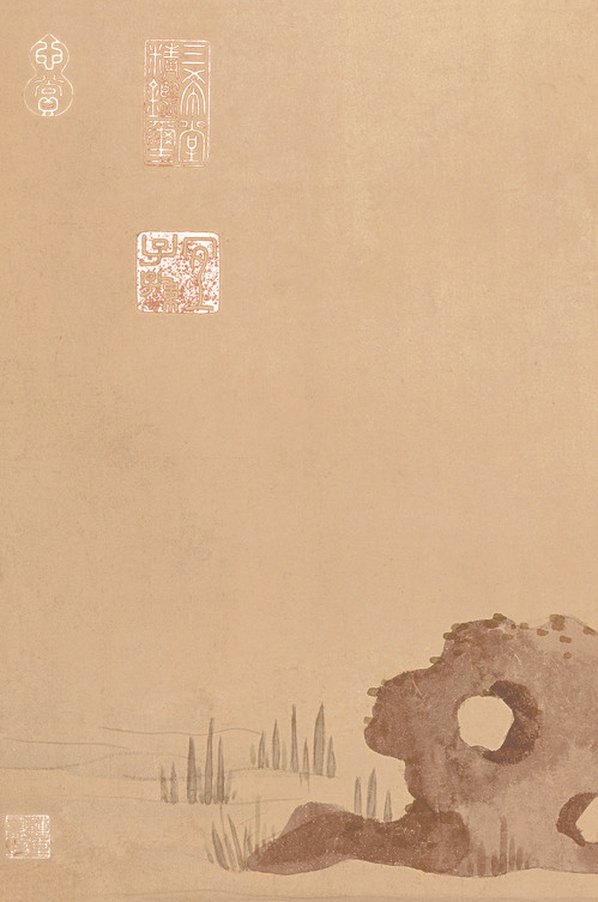 明代画.朱瞻基_莲浦松吟荫 明代画.朱瞻基_莲浦松吟荫
