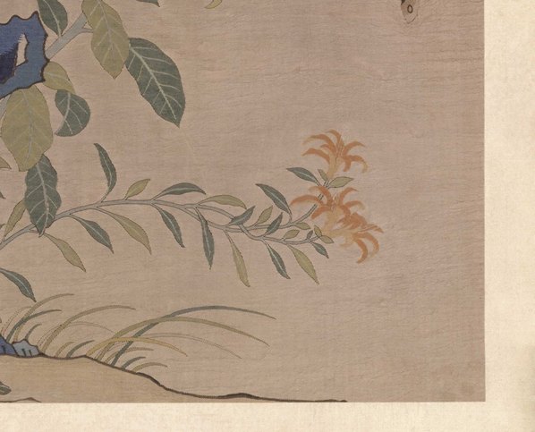 明代画.故宫藏织绣画_开_缂丝花卉册之百合剪春_5317.4292 明代画.故宫藏织绣画_开_缂丝花卉册之百合剪春_5317.4292