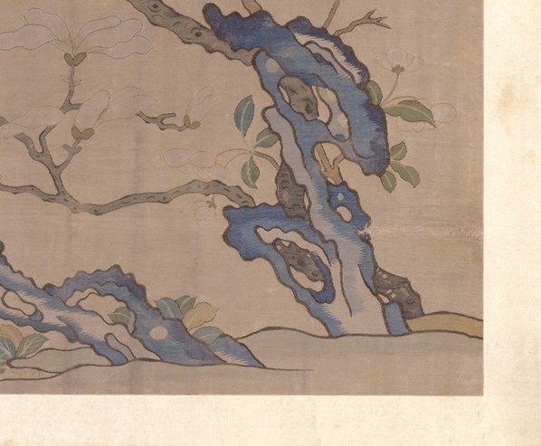 明代画.故宫藏织绣画_开_缂丝花卉册之玉兰海_5213.4292 明代画.故宫藏织绣画_开_缂丝花卉册之玉兰海_5213.4292