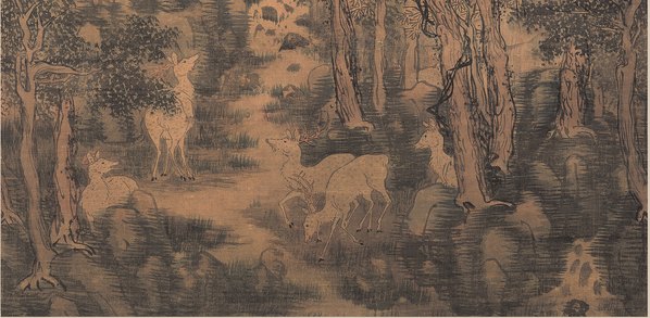 明代画.戴进_长松五鹿轴纸本台_4694.9195 明代画.戴进_长松五鹿轴纸本台_4694.9195
