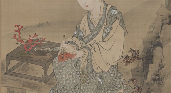 明代画.唐寅_红叶题诗仕女图_绢本_5679.12298 明代画.唐寅_红叶题诗仕女图_绢本_5679.12298