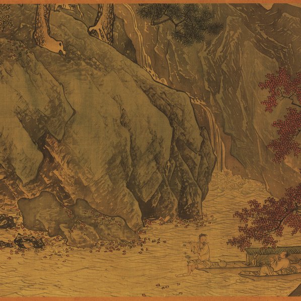 明_唐寅_溪山鱼隐图全卷绢本上