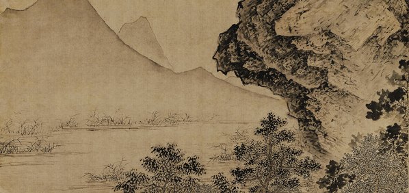 仇英_渔笛图_绢布美国纳尔逊_5200.9818