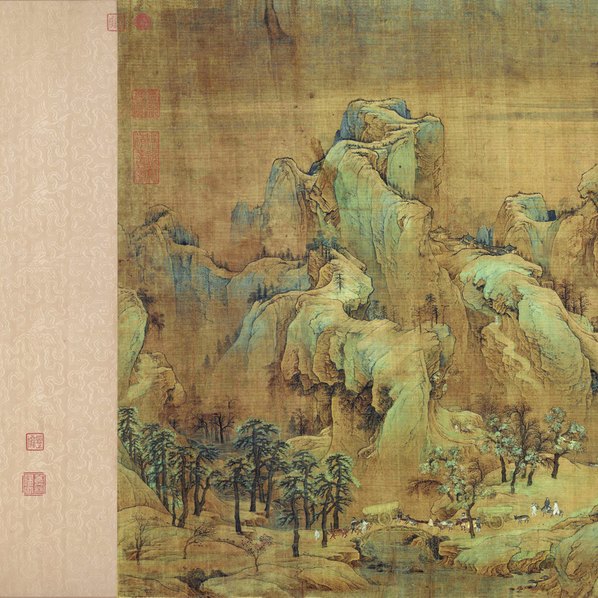 宋代画.赵伯驹_江山秋色图卷_绢本;