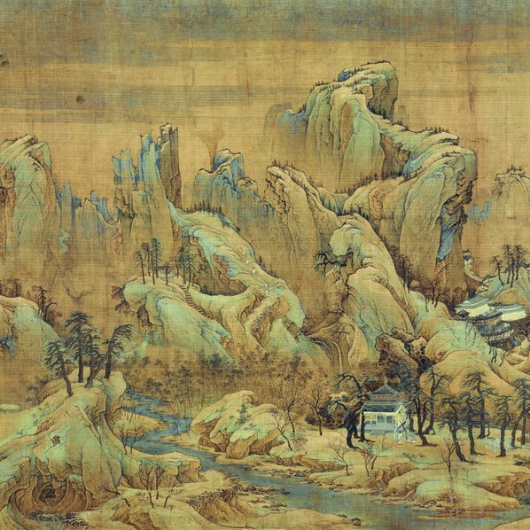 宋代画.赵伯驹_江山秋色图卷_绢本;