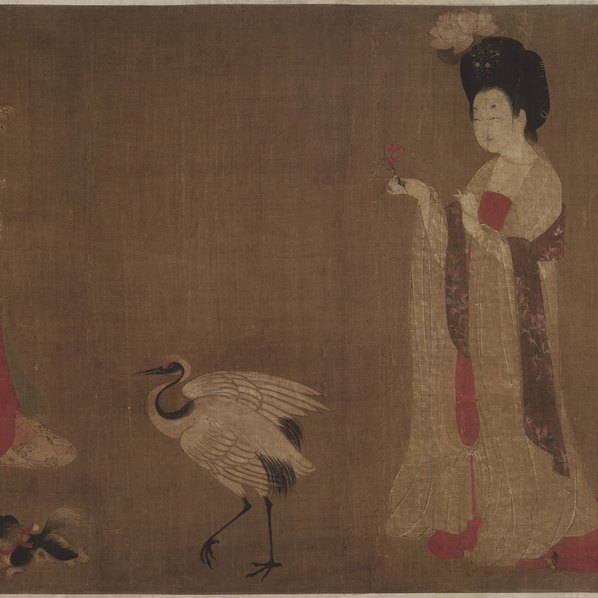 唐代画.周昉_簪花仕女图_绢本_旧版画_21130.5479