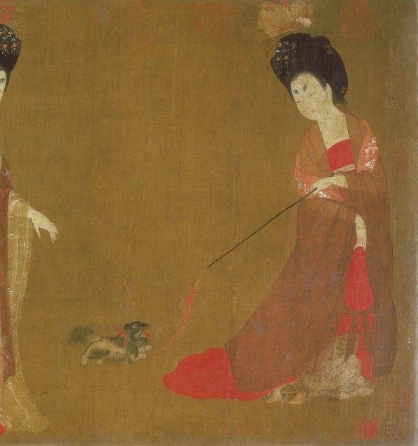 唐代画.周昉_簪花仕女图_绢本_新版画_22621.5745