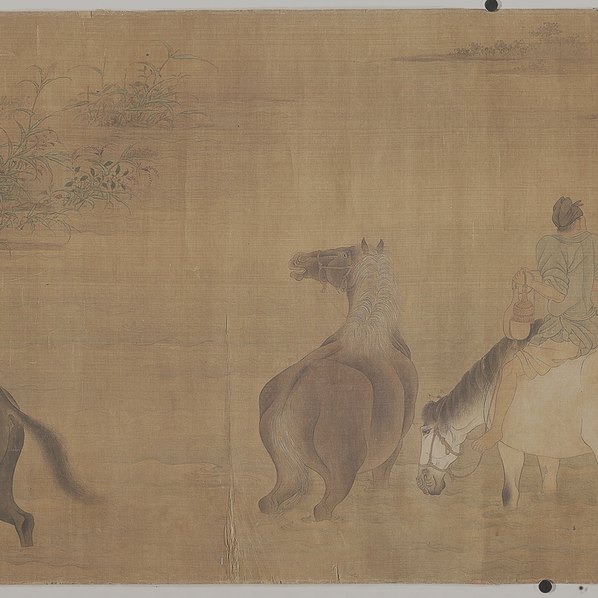 元代画.赵孟兆页_花溪浴马图绢本_大都_47785.2756_250dpi