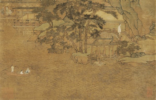 元代画.胡廷晖_春山泛舟图轴绢本_6496.16732 元代画.胡廷晖_春山泛舟图轴绢本_6496.16732
