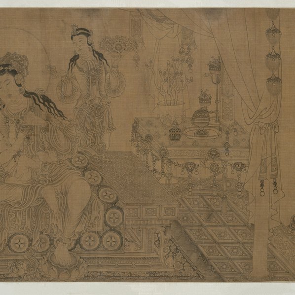 元代画.王振鹏_姨母育佛图卷_全卷_绢本_52500.4992