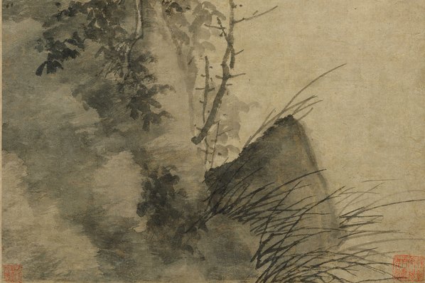 元代画.吴镇松_石图轴_绢本_6339.16872
