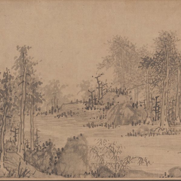 元代画.吴镇_草亭诗意图卷波士_27579.2362