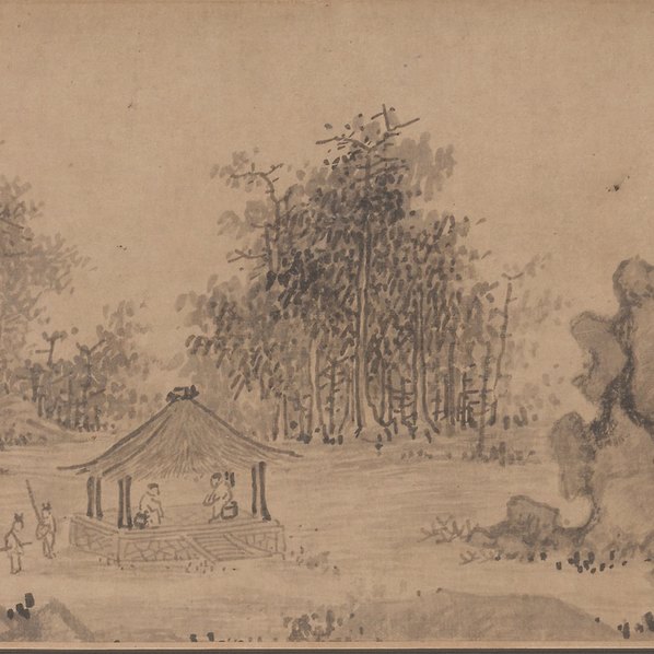 元代画.吴镇_草亭诗意图卷波士_27579.2362