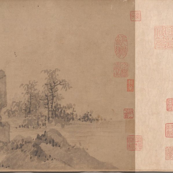元代画.吴镇_草亭诗意图卷波士_27579.2362