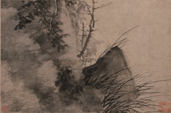 元代画.吴镇_松石图轴纸本_4686.12472 元代画.吴镇_松石图轴纸本_4686.12472