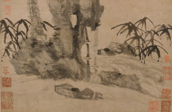 元代画.倪瓒_梧竹秀石图_原图故宫博物_9684.25337