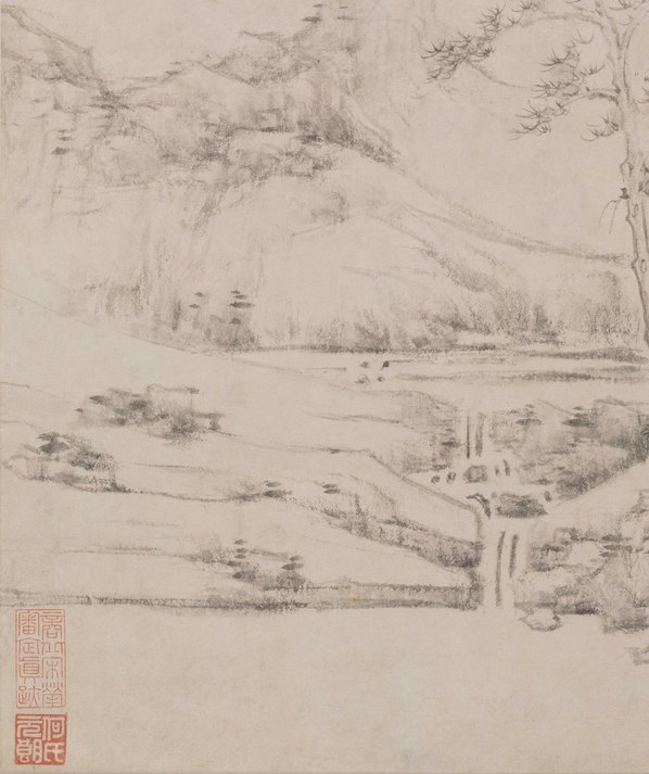 元代画.倪瓒_幽涧寒松图轴纸本_15557.18550