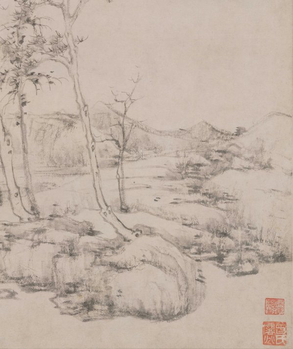 元代画.倪瓒_幽涧寒松图轴纸本_15557.18550