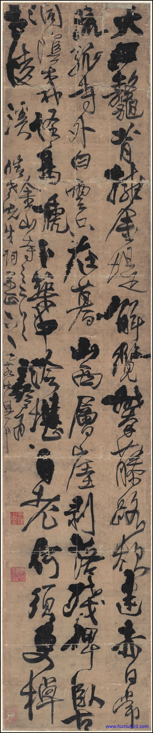 【书法名贴】明_王铎_行草书金山寺诗立轴_绢本_5732746（6765x32438）