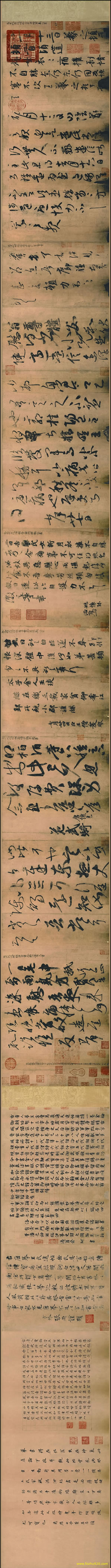 【书法名贴】唐_摹王羲之一门书翰_又称万岁通天帖全卷纸本2632538（45056x3177）